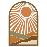 Modern Retro Boho Illustration with Abstract Sun Design for Sublimation vector