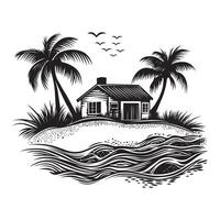 Digital Sublimation of Tropical Beach View vector