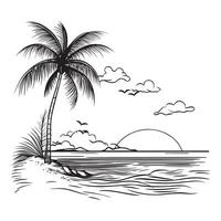 Palm Tree Beach Scene for Sublimation vector