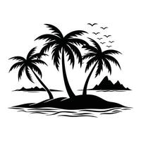 Ocean Beach Scene Illustration with Palms vector