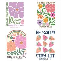 Christian Boho Flowers Quotes Bundle Christian Boho Flowers, Christian Boho Inspirational Quotes T-shirt, Abstract Boho Retro Flower Sublimation Design vector