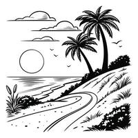 Sunset Beach Scene for Summer Artwork vector