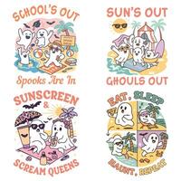 Collection Of Summer Tee Shirt Design Sublimation, Summer Vibes Illustration, Summer Vacation Graphics vector