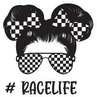Racing hidden face Mom Messy Bun Design for Sublimation vector