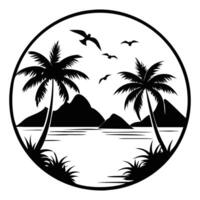 Summer Coastal Design with Palm Trees vector