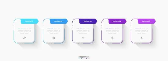Infographic label design template with icons and 5 options or steps. Can be used for process, presentations, workflow layout, banner, flowchart, info graph. vector
