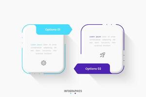 Infographic label design template with icons and 2 options or steps. Can be used for process diagram, presentations, workflow layout, flow chart, info graph. vector