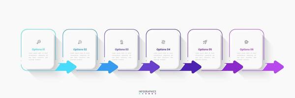 Infographic label design template with icons and 6 options or steps. Can be used for process diagram, workflow layout, banner, flow chart, info graph. vector