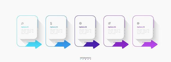 Infographic label design template with icons and 5 options or steps. Can be used for process diagram, workflow layout, banner, flow chart, info graph. vector