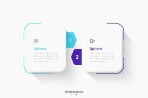 Infographic label design template with icons and 2 options or steps. Can be used for process diagram, workflow layout, banner, flow chart, info graph. vector