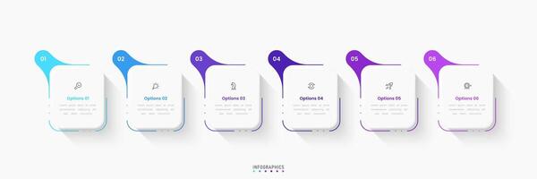 Infographic label design template with icons and 6 options. Can be used for process, presentations, workflow layout, banner, flowchart, info graph. vector