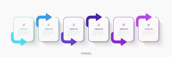 Infographic label design template with icons and 6 options. Can be used for process diagram, presentations, workflow layout, banner, flow chart, info graph vector