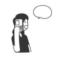 doodle a woman talking on the phone with a speech bubble vector