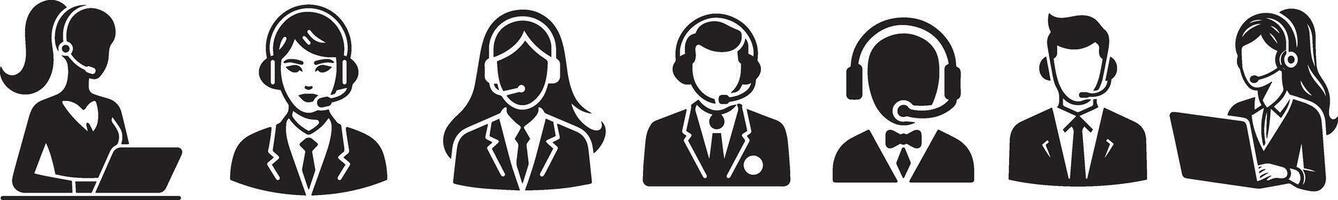 Customer Care Icons Set , Minimal Black for Support, Service, and Communication Themes vector