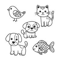 Creative Happy Travel Vehicles Sketch Set and Cute Animal Faces Coloring Pages vector