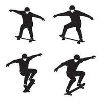 Skateboarding Jump Sequences Illustrating Skate Park Stunts and Airborne Tricks vector