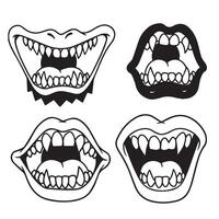 Fearsome Devil Look drawn in creepy style with sharp teeth and fierce expressions vector