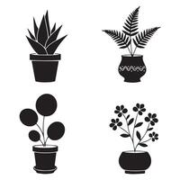 Artistic Potted Plants Creative Design Set Emphasizing Chic Greenery Arrangements vector