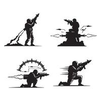 Tactical Army Sniper Silhouette Poses for Dynamic Action Scenes vector