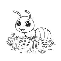 Cute Ant Coloring Pages Collection Bringing Joyful Ant Characters to Life vector