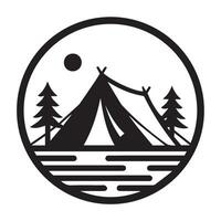 Camping Adventure Tent Illustration Depicting Nature Exploration Under Open Sky vector