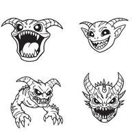 Wicked Creature Set of terrifying monsters showing open mouths and wild rage vector