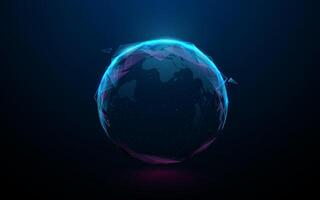 Futuristic Digital Earth Globe in Polygonal Style on Dark Background vector