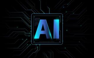 Futuristic AI Chip Technology Concept with Glowing Circuit Lines vector