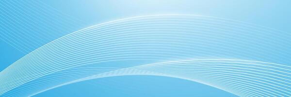 Abstract light blue wave background with flowing white lines vector