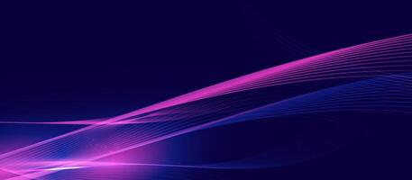 Abstract Futuristic Wave Lines on Dark Background with Pink and Blue Gradient vector