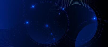 Futuristic Binary Code Abstract Background with Glowing Blue Tech Elements vector