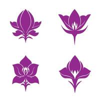 Decorative floral icons in orange and purple suitable digital art and design projects vector