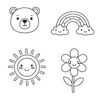 Coloring Toy Trucks featuring bus car and train to color in easy outlines vector