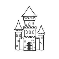 Castle Tower Line Art Featuring Medieval Fortress with Detailed Brick Structure vector