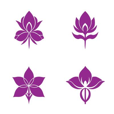 Isolated floral emblem pack in orange and purple fitting home and digital decor