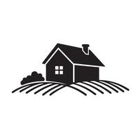 Minimal barn and field with clean lines farmhouse and countryside background vector