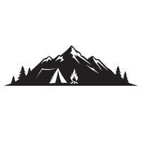 Camping Adventure Tent Illustration Highlighting Scenic Nature Under Twilight Sky vector