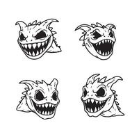 Evil Demon Face Design pack with fierce screaming faces and nightmarish snarls vector