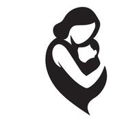 Warm Mother Holding Baby Silhouette in Quiet and Intimate Setting vector
