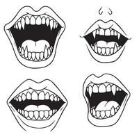 Fearsome Devil Look elements with angry evil eyes and terrifying demon snarls vector