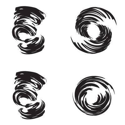 Tornado cyclone texture set with dynamic swirling air currents and abstract storm effects