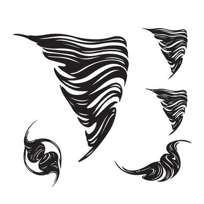 Tornado vortex illustration pack with dramatic high-speed wind effects and artistic swirls