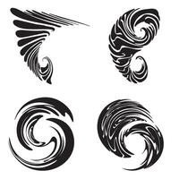 Tornado swirl designs collection featuring dynamic cyclone shapes and storm elements vector