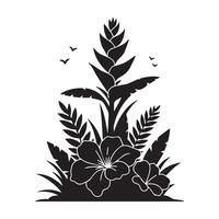 Create with Monochrome Floral Art Featuring Detailed Botanical Elements vector
