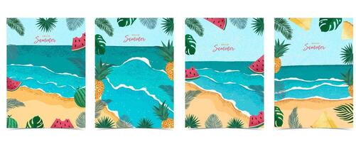 Hello summer frame with fruit vector