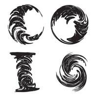 Tornado storm illustration pack showcasing intense swirling wind formations and movement vector