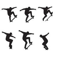 Skateboarder Action Poses Set Displaying Intense Park and Street Skate Moves vector