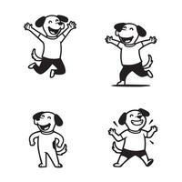 Cute cartoon dog set featuring happy dog and kid icon bundle for illustrations vector