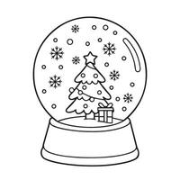 Christmas Snow Globe featuring holiday tree and snowfall in peaceful mountain scene vector
