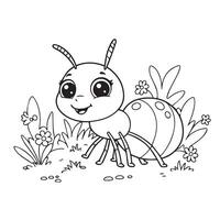 Cute Ant Coloring Pages Collection Ideal for Early Learning and Fun Coloring vector